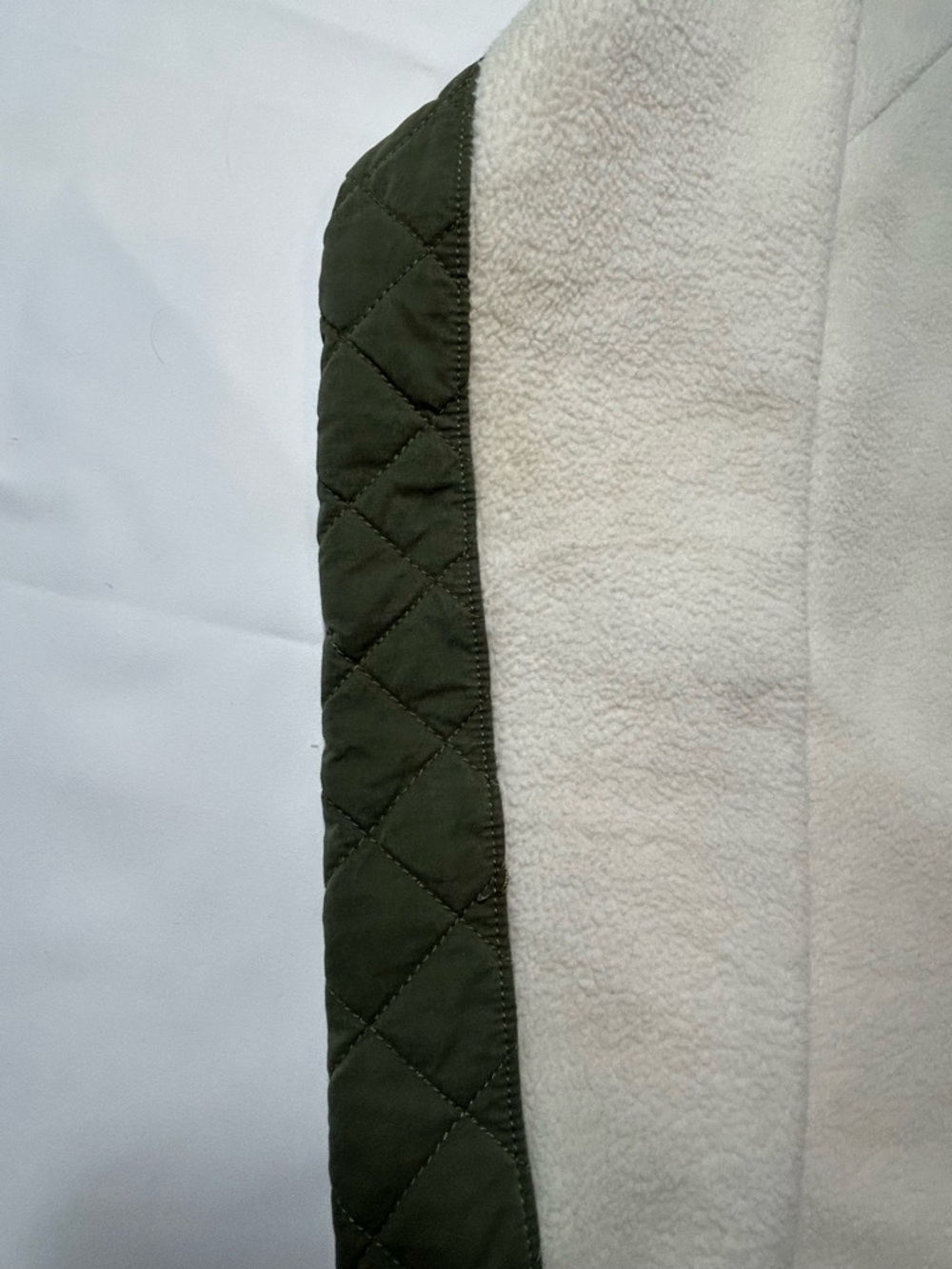 Abercrombie & Fitch Cream Sherpa Fleece with Olive Trim - Picture 12 of 15